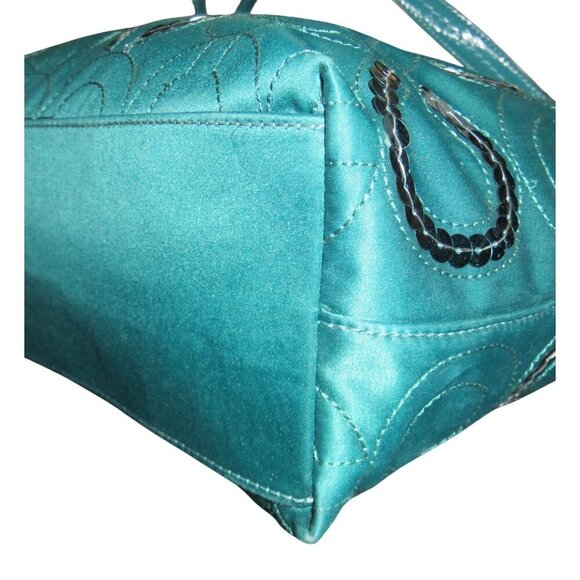 Coach 2013 Signature C Sequin Canvas Embellished Tote Bag in Jade Teal Green - Picture 8 of 12